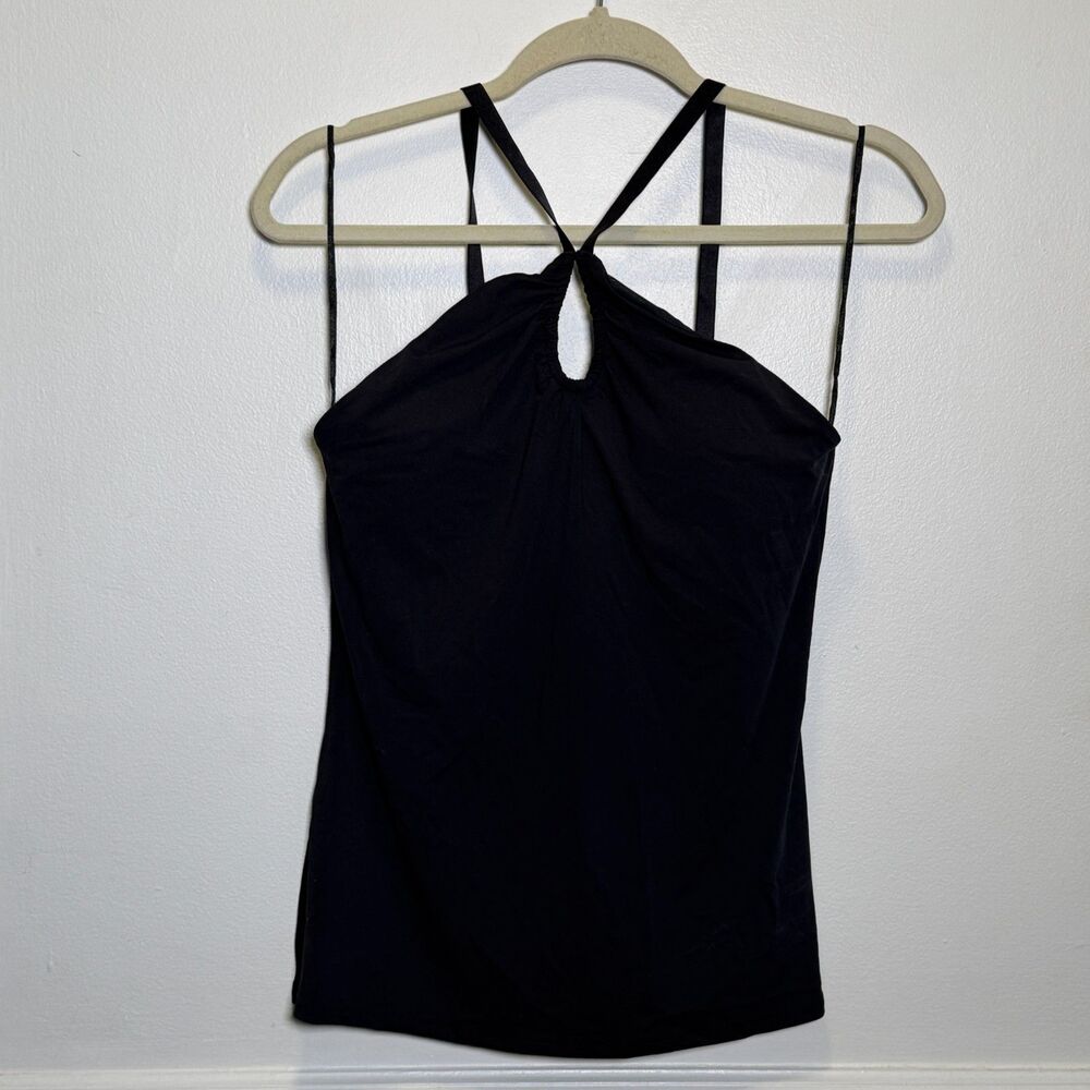 Streetwear Minimalist Athleisure Keyhole Tank Top Built-in Bra Black M NWT